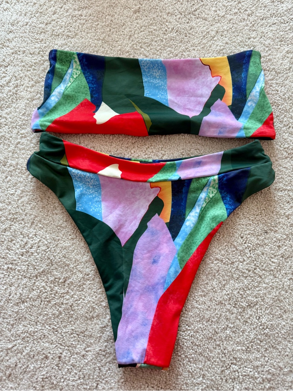 Colorblock Abstract Print Bikini Set - Picture 4 of 7